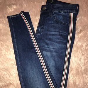 Striped side jeans
